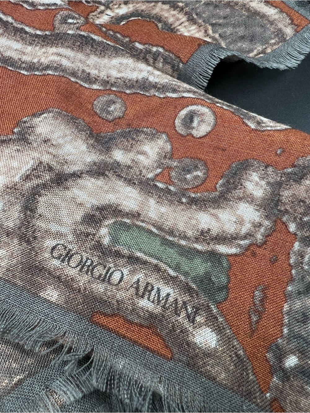 Vintage Giorgio Armani Oversized Square Scarf Shawl Wrap 53” x 53” Earth Tones